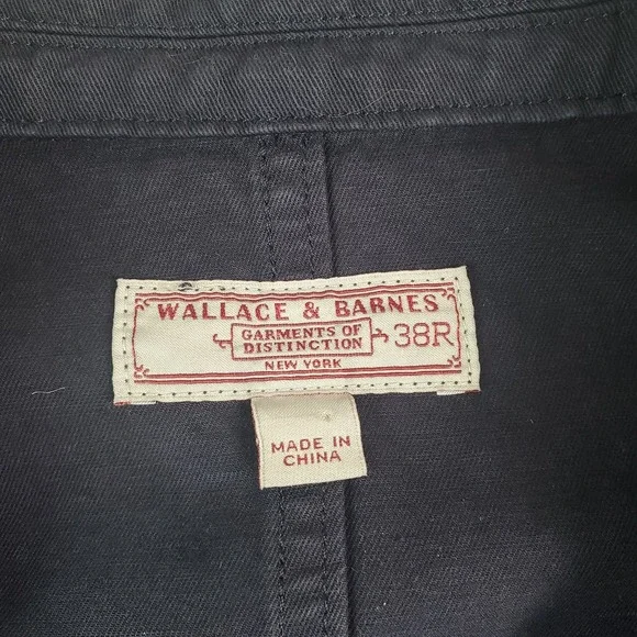 Wallace & Barnes Chore Jacket Mens 38 Bleu Linen Blend Unlined Lightweight